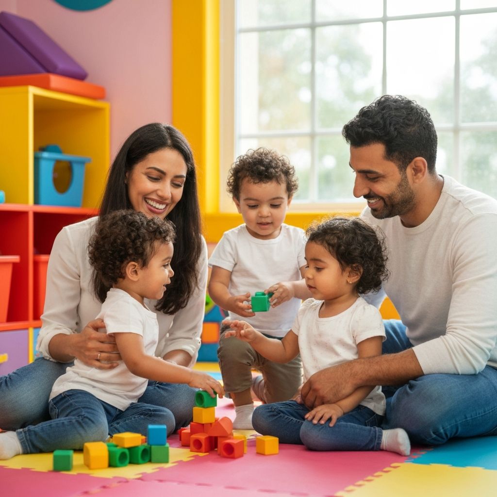 عائلة سعيدة مع أطفالهم