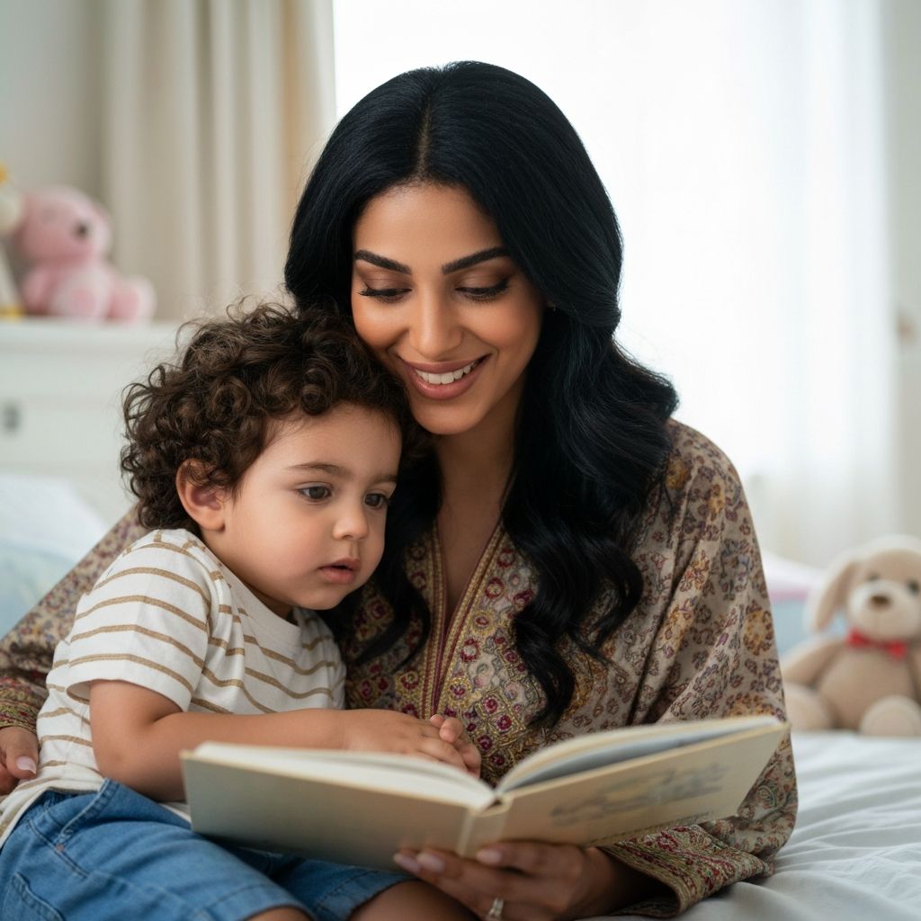 أم تقرأ لطفلها